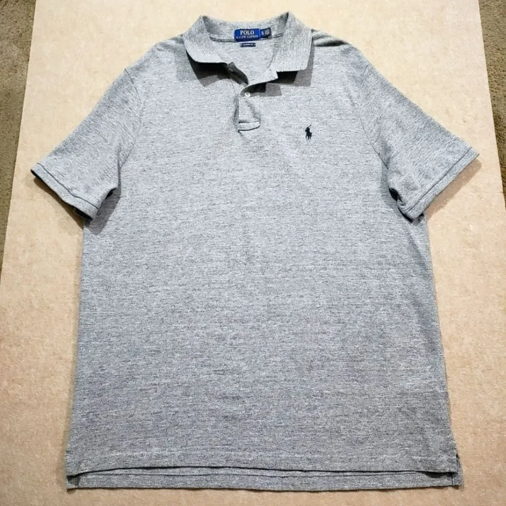 Polo by Ralph Lauren Gray Short Sleeve Polo Men's Shirt. #C